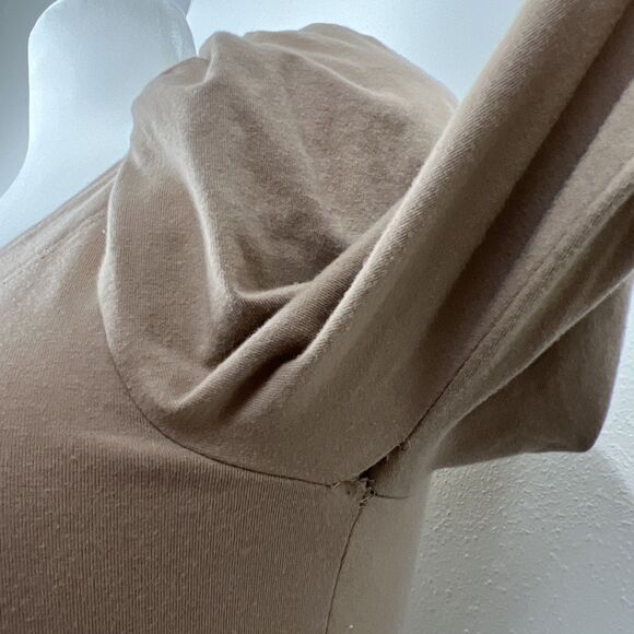 Free People Blouse Women Medium Brown Puff Sleeve Corset Tie Front Scoop Neck - Picture 12 of 15